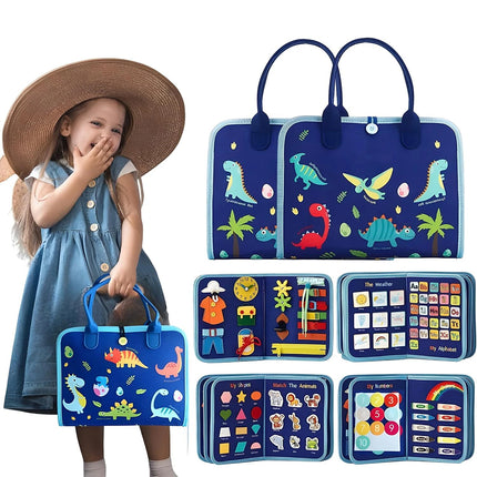 Blue Toddler Montessori Busy Board – Sensory & Intelligence Learning Toy
