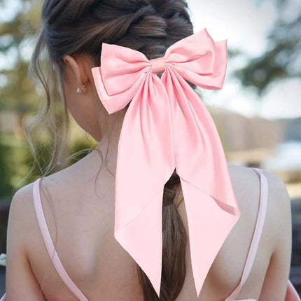 Large Satin Ribbon Bow Hair Clip for Women Girls Barrette