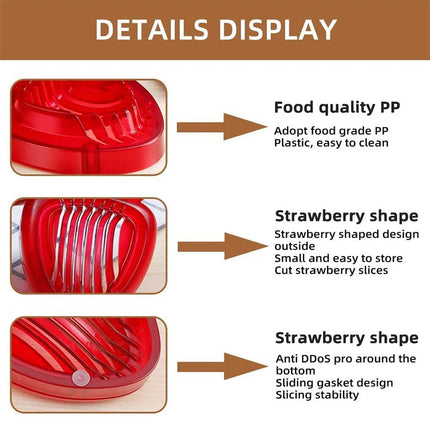 Stainless Steel Strawberry Slicer with Sharp Blade – Fruit Cutter Tool