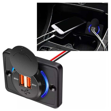 Dual QC3.0 USB Car Fast Charger 3.1A 12/24V Socket Panel for Caravan RV