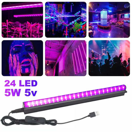 USB 24-LED UV Ultraviolet Strip Tube Blacklight for Club Party Lamp
