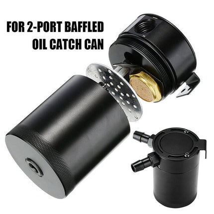 Universal Aluminum Baffled Oil Catch Can Tank - PCV Air Oil Separator for Car/Truck Engine Protection