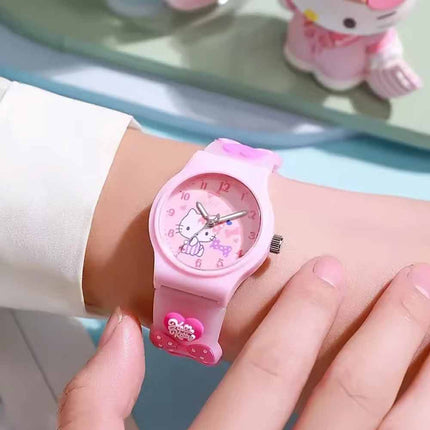 Cartoon Little Girls Watch Kids Cute Kitty Analog Quartz Timepiece