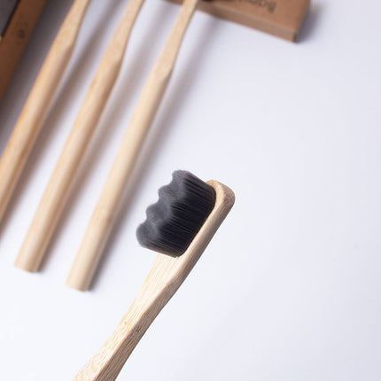 Eco-Friendly Gray Bamboo Toothbrush 4-Pack with Extra Dense Bristles