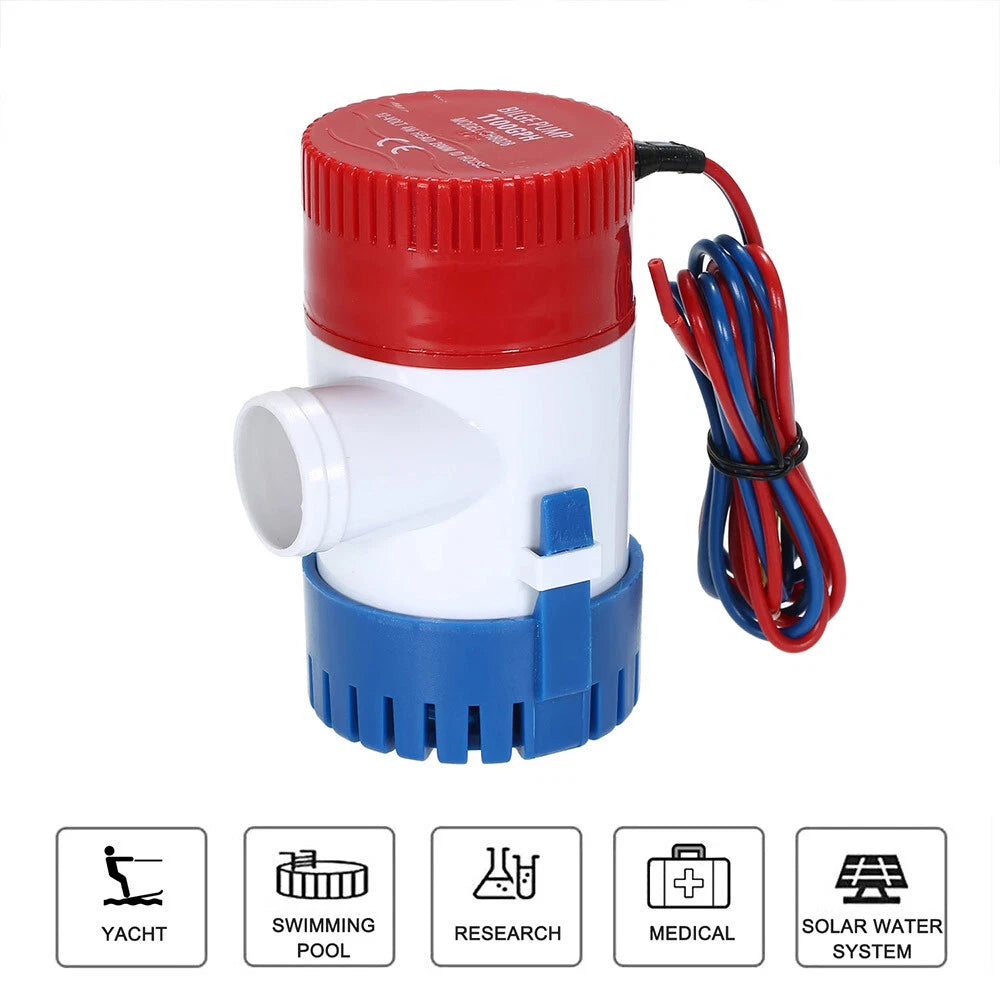 1100GPH 12V Automatic Bilge Pump - Submersible Marine Boat Water Pump for Yacht, Bass Boat, Sailboat