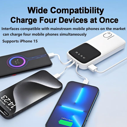 Slim 10000/20000mAh Power Bank with Built-in Cable, 3C Certified