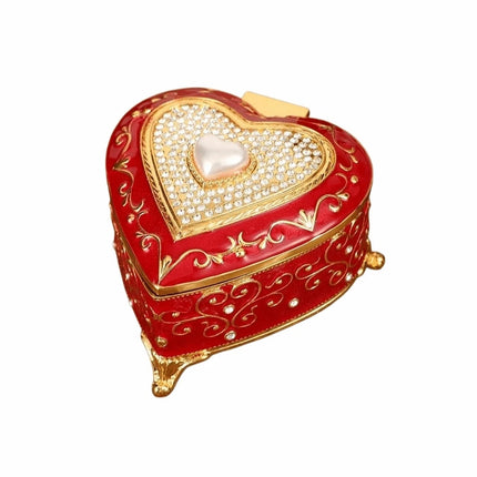 Vintage Alloy Jewellery Box Ring Necklace Storage Organiser Trinket Case Gift