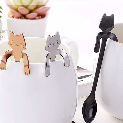 Cute Cat Spoon Stainless Steel Teaspoon for Tea, Ice Cream, Dessert - Cartoon Tableware