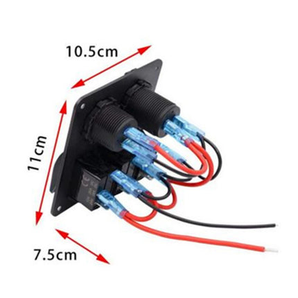 Waterproof 3-Gang 12V/24V Switch Panel with USB Charger for Car, Boat, and RV