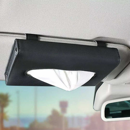Car Sun Visor Tissue Holder Leather Napkin Box Dispenser Organizer