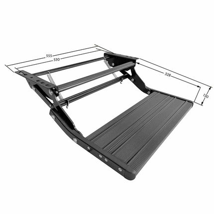 Retractable Folding Caravan Step with LED Light - Aluminium Entry Step for RV & Camper Trailer