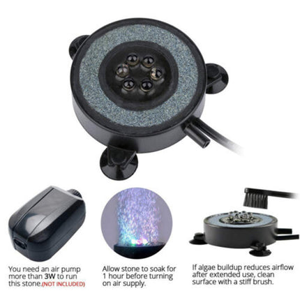 Aquarium Air Stone Disc 7 Color LED Bubble Light for Fish Tank