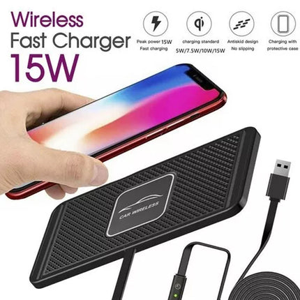 Car Wireless Fast Charging Mat Non-Slip Pad Holder with 1M Cable
