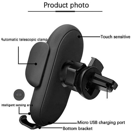 Smart Sensor Wireless Car Charger, 15W Fast Charging, Auto Clamping Air Vent Mount for iPhone & Android (Model S11)
