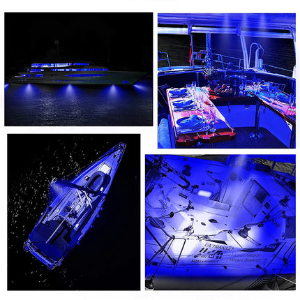 4x Blue LED Courtesy Lights for Marine Boat Cabin, Deck, and Walkway, 12V-24V Compatible