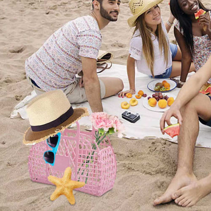 Reusable Jelly Tote Beach Bag Gift Basket for Girls Bright Purse