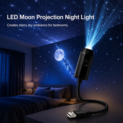 Plug & Play HD Star Projector USB 360° Rotating for Halloween Christmas