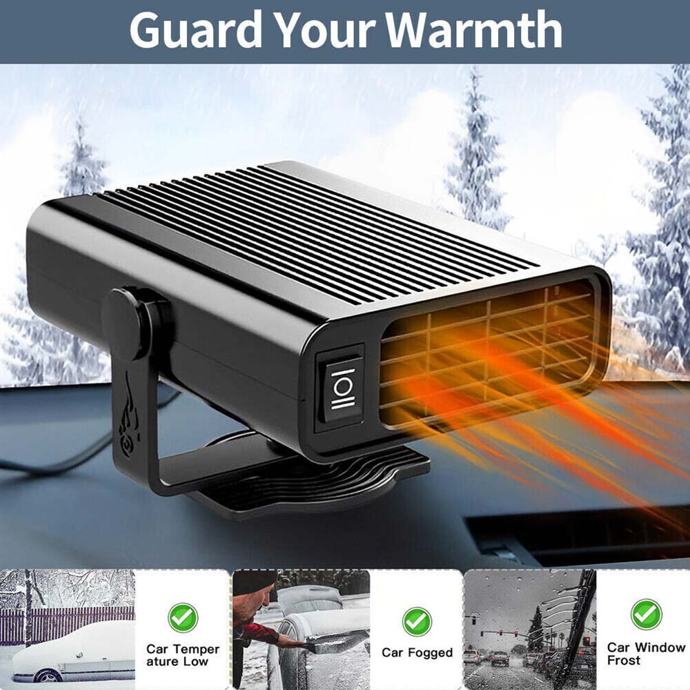 12V Portable Electric Car Heater & Defroster - Fast Windshield Defogger for Trucks, Vans, RV, Boats