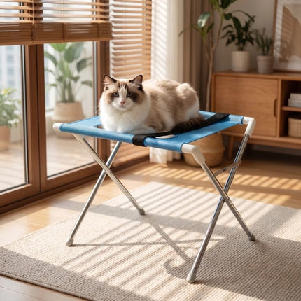Foldable Non-Slip Pet Grooming Hammock Bathing Stand for Dogs - Blue