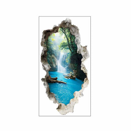 3D Waterfall Landscape Wall Sticker Scenic Decal for Bedroom Home Decor