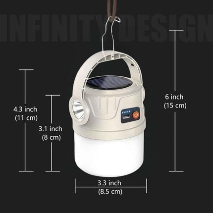 Solar LED Camping Lantern Flashlight, USB Rechargeable Tent Light for Outdoor Hiking & Emergency