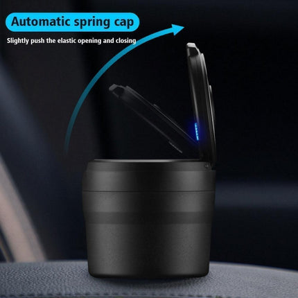 LED Auto Car Ashtray with Self-Extinguishing Lid | Sealed Smokeless Ash Holder Cup | 12V Lighter Power