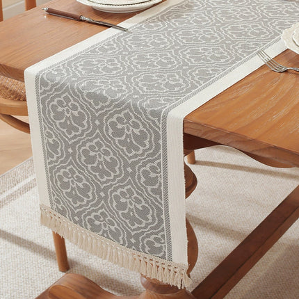 Jacquard Tassel Table Runner for Counter & Table Decor