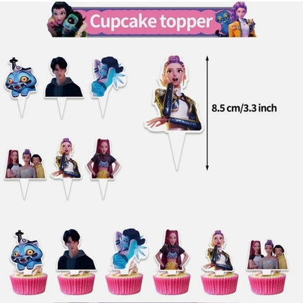 KPop Demon Hunters Party Supplies – Banner, Balloons, Cake Toppers