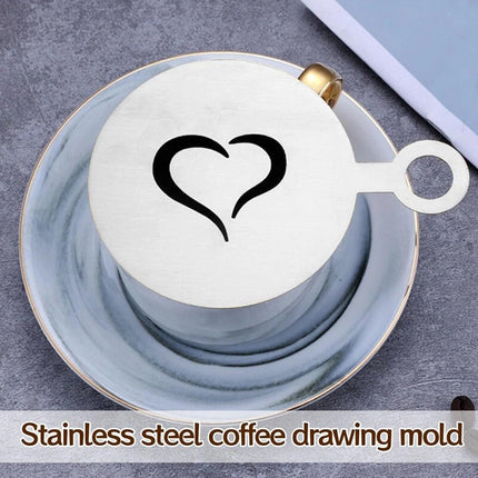 Cappuccino Stencil Set - 4 Stainless Steel Templates for Latte Art & Cocoa Duster