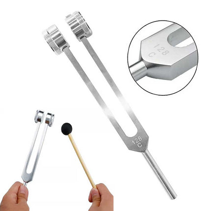 128Hz Tuning Fork & Hammer Kit – Sound Therapy Healing Instrument