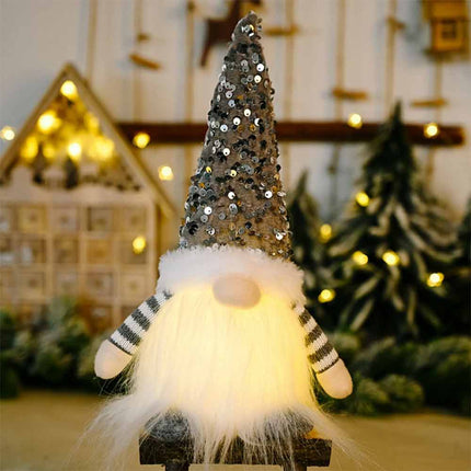 3Pack Christmas Gnome Santa Light with Bling Hat Party Table Decor