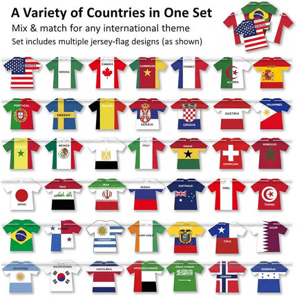 2026 World Cup Football Bunting Banner 49pcs Jersey Shape Flags