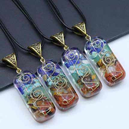 7 Chakra Healing Crystal Necklace Energy Pendant for Yoga Meditation