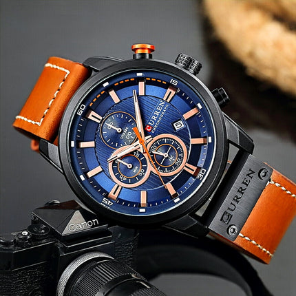 Men's Waterproof Quartz Watch Multifunction Sports Casual Wristwatch