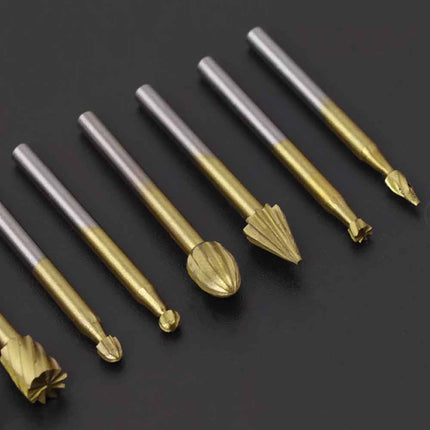 10Pcs HSS Wood Carving Rotary Drill Router Bit Set for Dremel Tools
