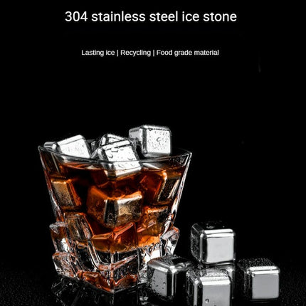 Reusable Stainless Steel Ice Cubes Chilling Rocks with Tong for Whiskey
