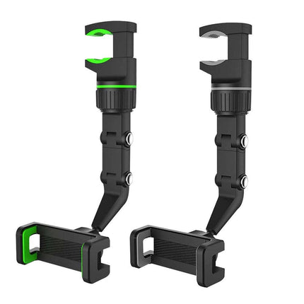 Universal Rearview Mirror Phone Mount - Hands-Free 360° Adjustable Car Cradle for GPS & Safe Driving