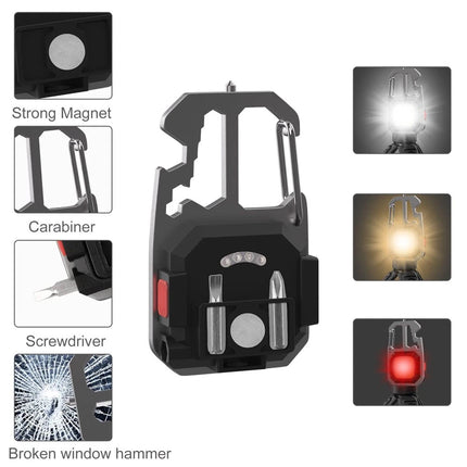 USB Rechargeable LED COB Work Light, Mini Magnetic Keychain Torch Lamp