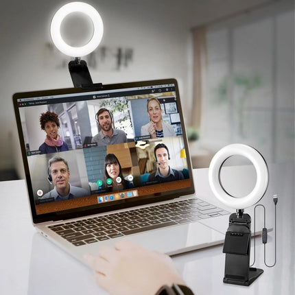 USB Rechargeable LED Selfie Light with Phone Holder for All Phones & Laptops