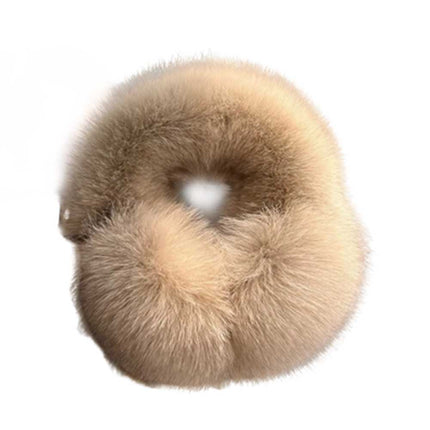 Full Cover Fox Fur Earmuffs Warm Earflap Headband with Fur Collar