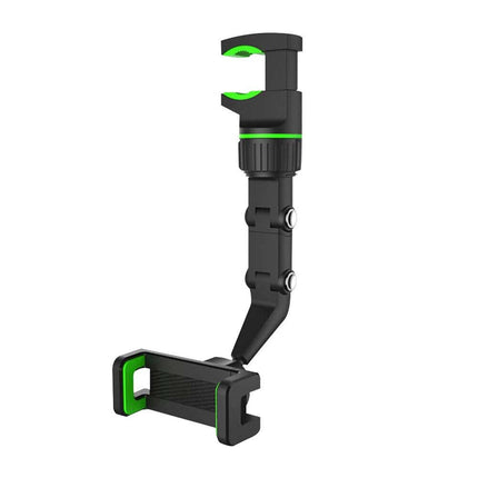 Universal Rearview Mirror Phone Mount - Hands-Free 360° Adjustable Car Cradle for GPS & Safe Driving
