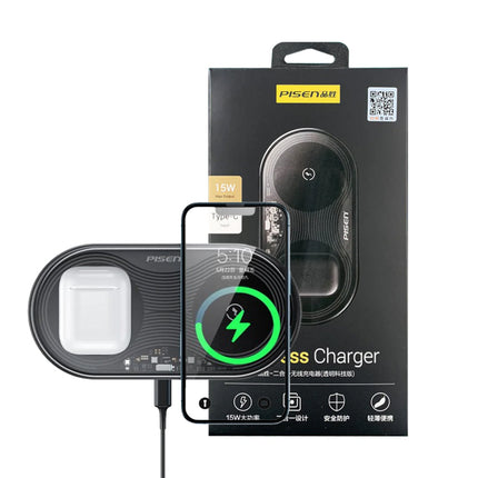 2-in-1 Transparent Fast Wireless Charger for iPhone AirPods & Apple Watch