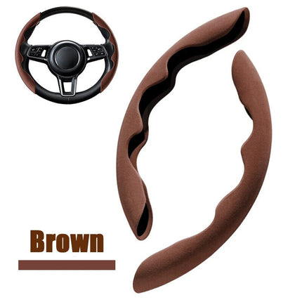 Fluffy Plush Red Steering Wheel Cover, Universal Anti-Slip & Warm Grip for Comfortable Driving