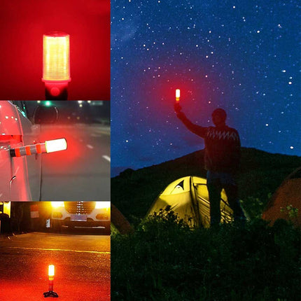 2 Pack LED Road Flares, Magnetic Base Emergency Warning Beacon Strobe Lights for Roadside & Accidents