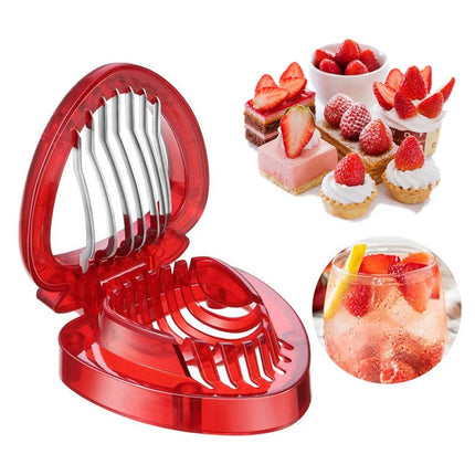 Stainless Steel Strawberry Slicer with Sharp Blade – Fruit Cutter Tool