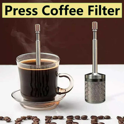 Portable Travel Coffee Maker with Reusable Filter - French Press Style