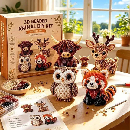 3D Beaded Animal DIY Kit Cute Bead Embroidery Handmade Craft Set