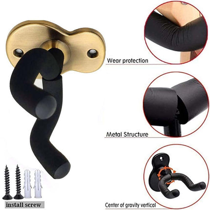 2x Metal Guitar Wall Hanger – Non-Slip Hook for Guitar/Ukulele