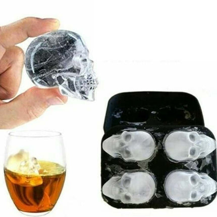 3D Skull Shape Ice Cube Tray Silicone Mold for Whiskey Cocktail Bar Party Cake Chocolate Candy Making