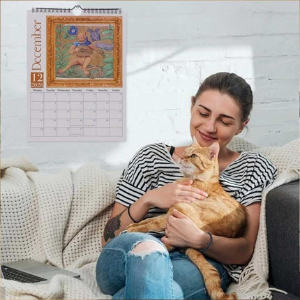 Weird Medieval Cats 2026 Monthly Wall Calendar Planner Art Gag Gift